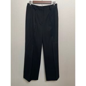 Talbots Black Wide Leg Wool Blend Pants Women Size 6 Stretch Trouser Slacks